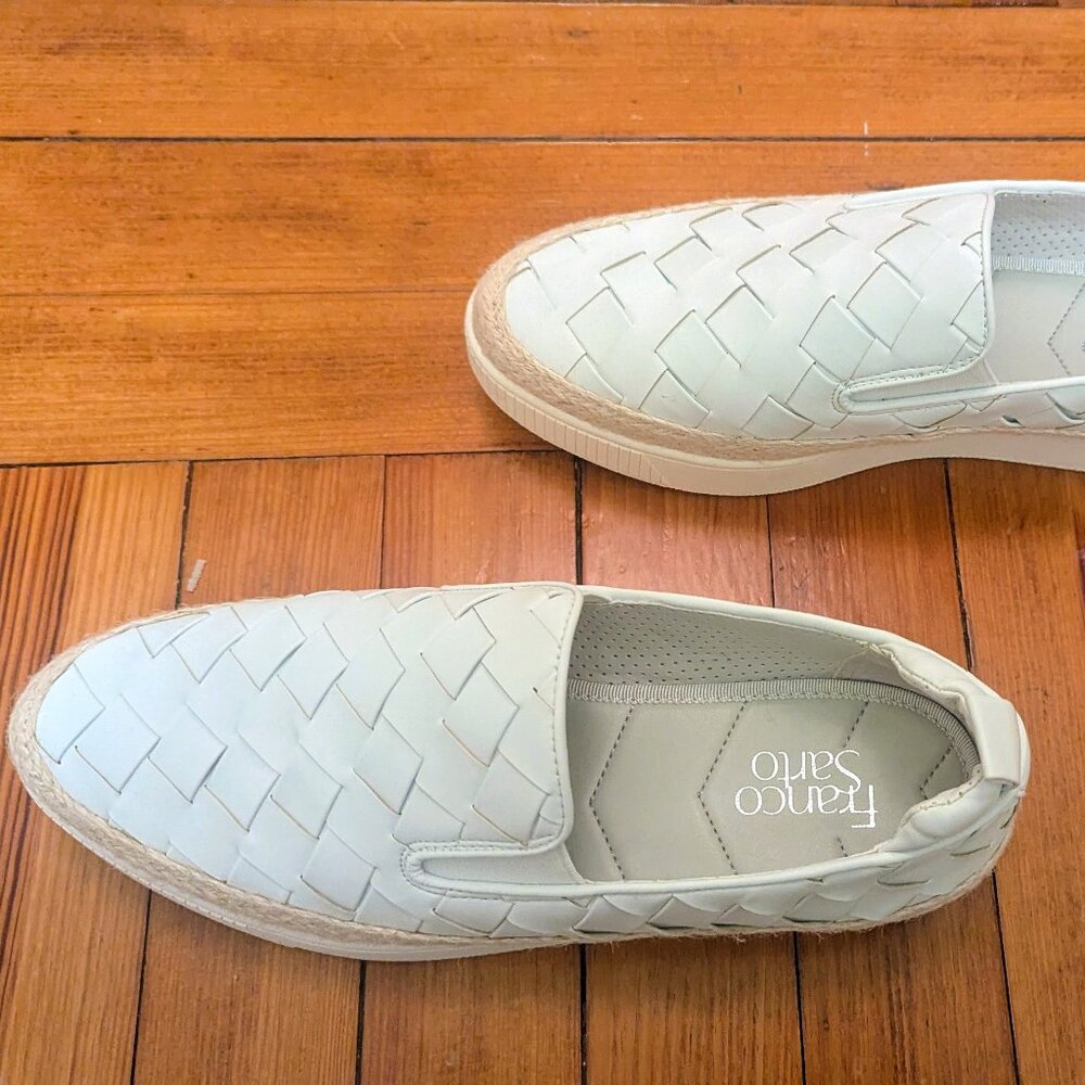 Franco Sarto Woven Slip-On Platform Sneakers in White  [Never Worn]